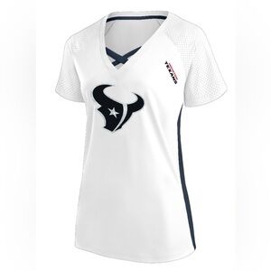 Women's Fanatics White Houston Texans Size 1X Glitter Lace-Up V- Neck T-Shirt
